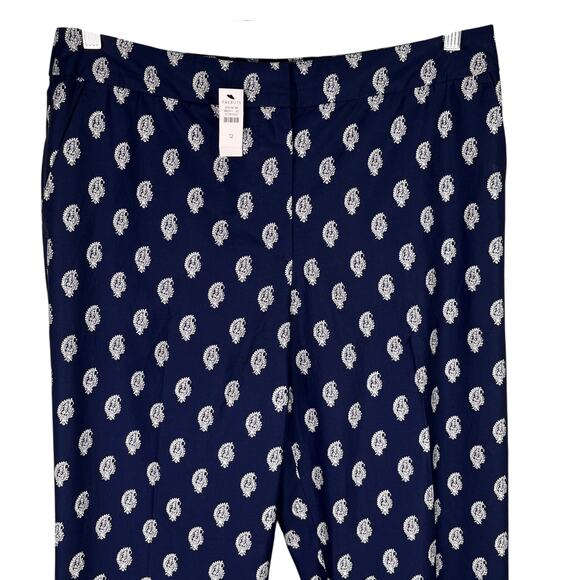 Talbots Straight Leg Twill Pants Serene Paisley India Ink Ivory 12 New - Picture 5 of 12
